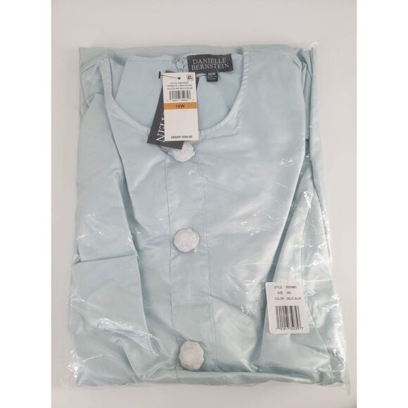 Danielle Bernstein Trendy Plus Size Rhinestone-Button Mini Dress Delic Blue 16W - Picture 2 of 3